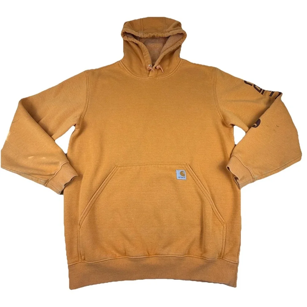 Carhartt Loose Fit Graphic Hoodie Sweatshirt Pullover K288 Q27 Orange Men Medium